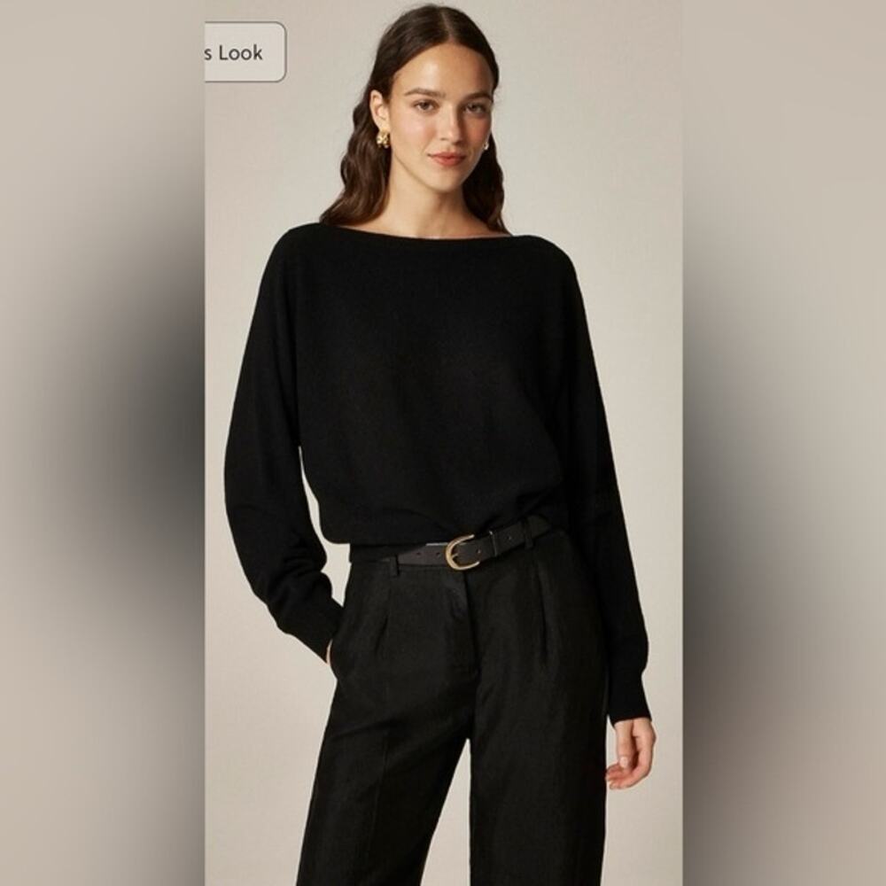 J. Crew Women's Cashmere Boatneck Sweater Long Sleeves Black Size Small NWT